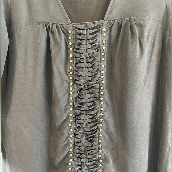 Matty M 100% Silk Lined Dress Studded Rivets Ruching. Size Medium. Black. - Picture 8 of 15